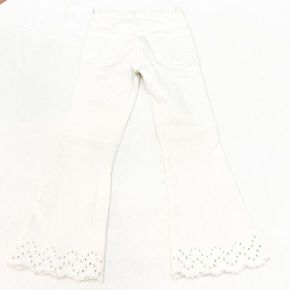 Frame Le High Flare Eyelet Hem Lace Trimmed White Jeans Denim 26 Waist* - Picture 3 of 7